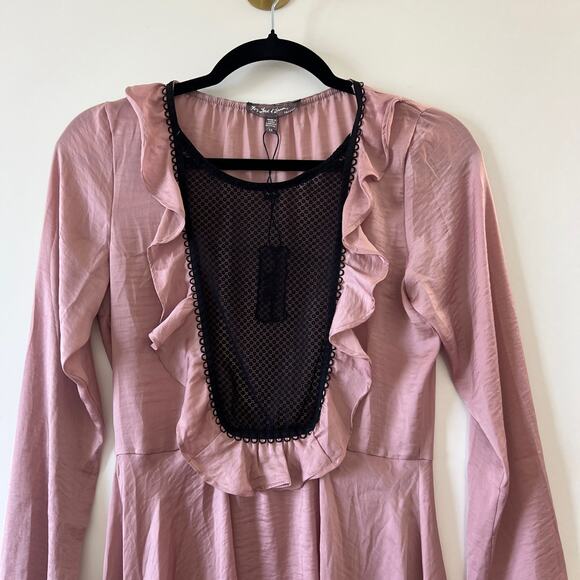For Love & Lemons Pink Black Adriana Nightgown Mini Slip Dress Womens XS - Picture 6 of 16